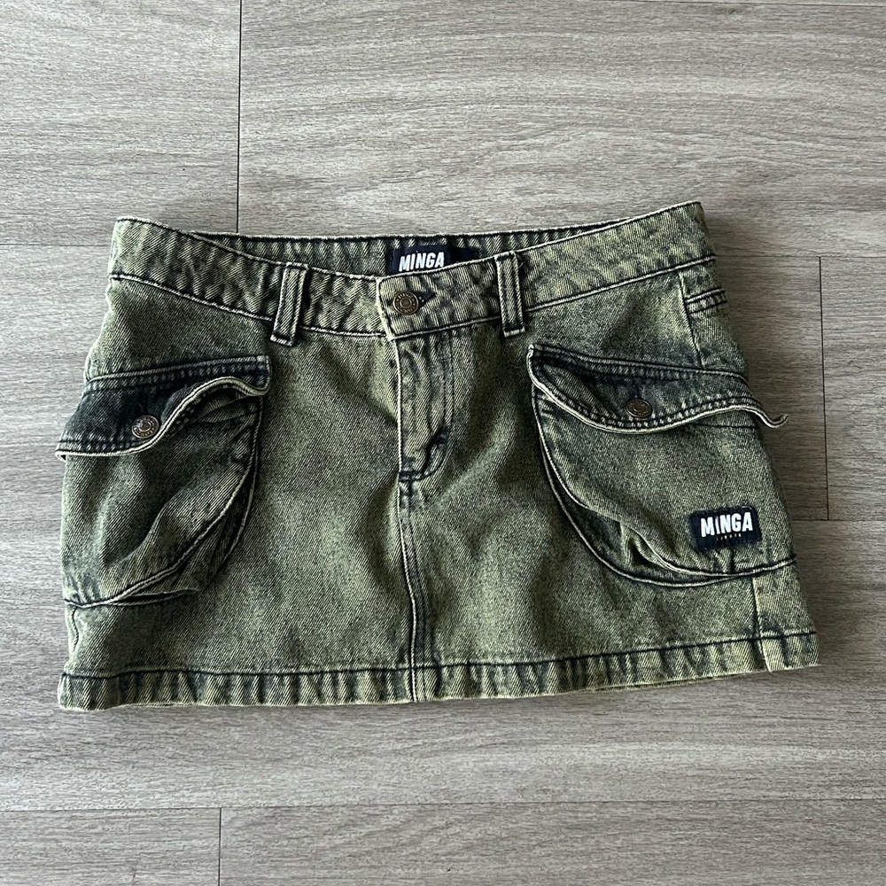 Minga London Green Cargo Mini Skirt Casual